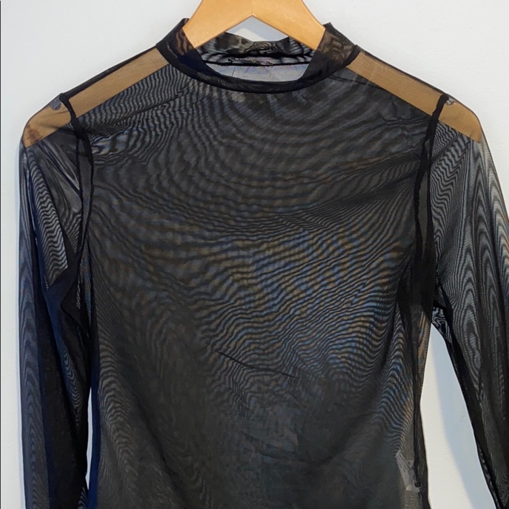 Black mesh long sleeve shirt